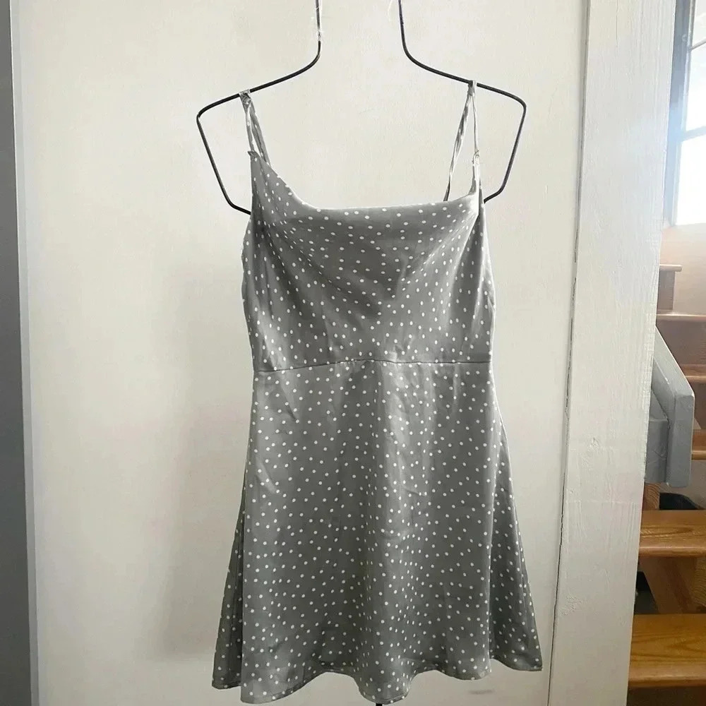 Lulus new polka dot satin mini dress small